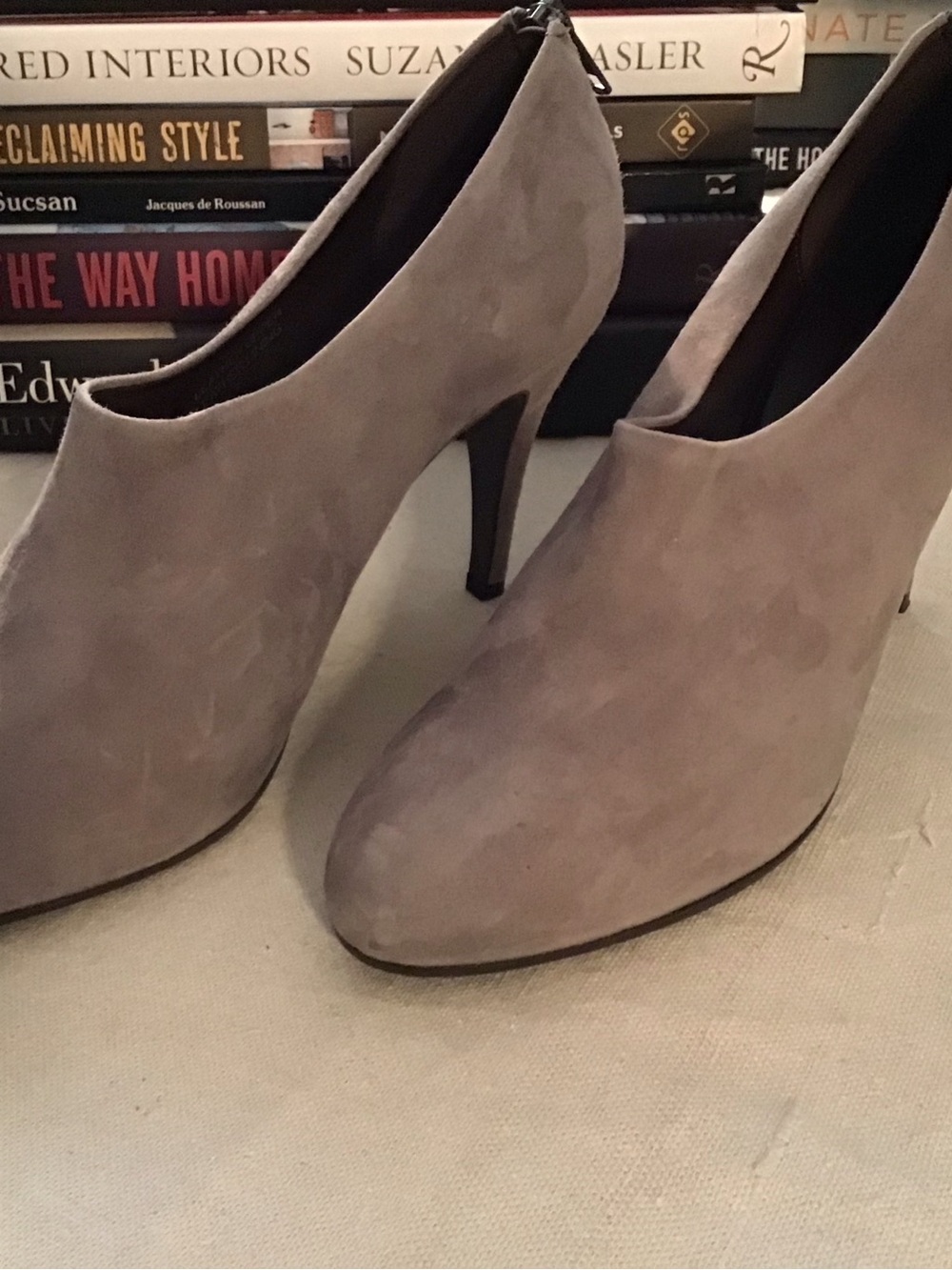 J. Crew Grey /Taupe Suede Almond-Toe Ankle Booties